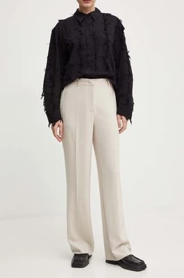 Bruuns Bazaar spodnie BrassicaBBEleza pants damskie kolor beżowy szerokie high waist BBW3304