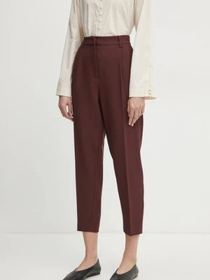 Bruuns Bazaar spodnie CindySus Dagny pants damskie kolor brązowy dopasowane high waist BBW2393