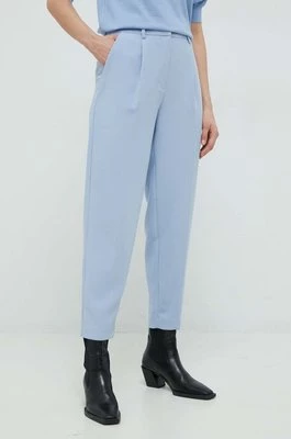 Bruuns Bazaar spodnie damskie kolor niebieski proste high waist