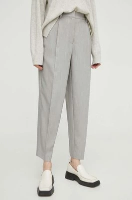 Bruuns Bazaar spodnie damskie kolor szary dopasowane high waist