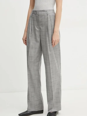 Bruuns Bazaar spodnie damskie kolor szary fason cygaretki high waist BBW4226