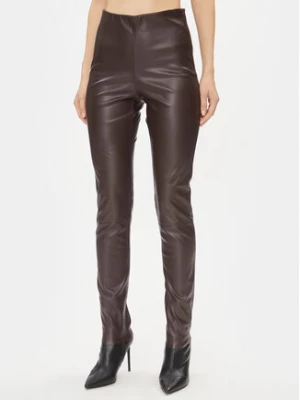 Bruuns Bazaar Spodnie z imitacji skóry Christa BBW3601 Brązowy Slim Fit