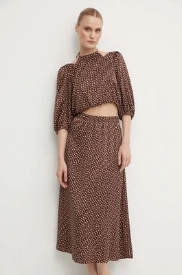 Bruuns Bazaar sukienka AcaciaBBAdria dress kolor brązowy maxi rozkloszowana BBW3942