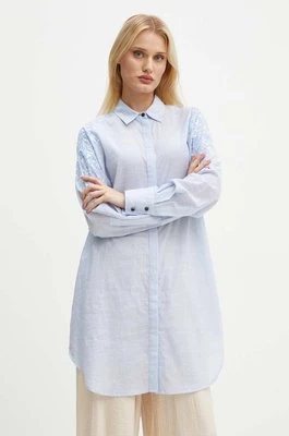 Bruuns Bazaar sukienka bawełniana ArgeratumBBArdes shirt kolor niebieski mini oversize BBW4095