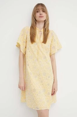 Bruuns Bazaar sukienka bawełniana WoodbineBBJulia dress kolor żółty mini rozkloszowana BBW3948
