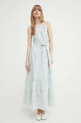Bruuns Bazaar sukienka bawełniana WoodbineBBKaia dress kolor niebieski maxi rozkloszowana BBW3949