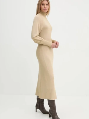 Bruuns Bazaar sukienka kolor beżowy maxi rozkloszowana BBW4281