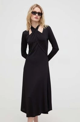 Bruuns Bazaar sukienka kolor czarny midi prosta