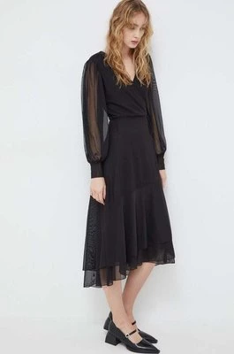 Bruuns Bazaar sukienka kolor czarny midi rozkloszowana