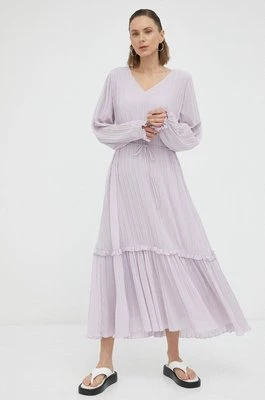 Bruuns Bazaar sukienka kolor fioletowy maxi prosta