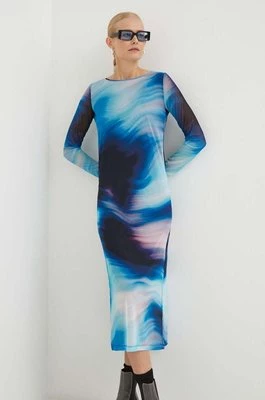 Bruuns Bazaar sukienka kolor niebieski midi dopasowana