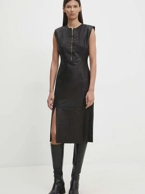 Bruuns Bazaar sukienka skórzana SoftBBAgathea leather dress kolor czarny mini dopasowana BBW4183