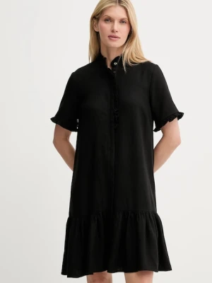 Zdjęcie produktu Bruuns Bazaar sukienka z domieszką lnu kolor czarny mini prosta BBW4499
