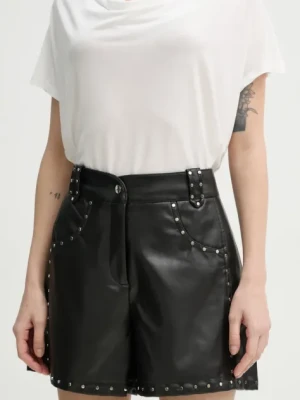 Bruuns Bazaar szorty damskie kolor czarny z aplikacją high waist BBW4393