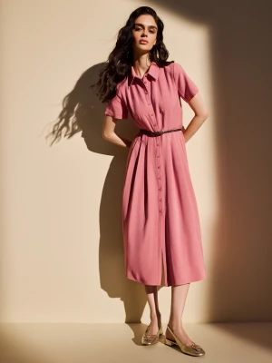 Brzoskwiniowa szmizjerka z paskiem TARANKO