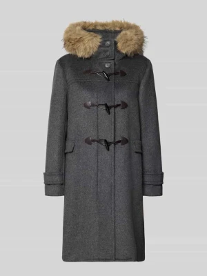 Budrysówka z kapturem z futra sztucznego model 'EPICA' Weekend Max Mara Ciemnoszary