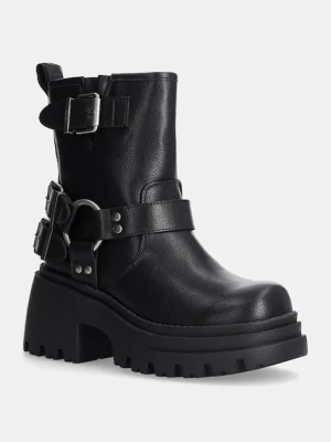 Buffalo botki Bravr Biker Lo damskie kolor czarny na platformie lekko ocieplone 1220067-BLK