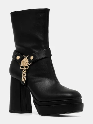 Buffalo botki May Biker Btn damskie kolor czarny na słupku 1220075-BLK