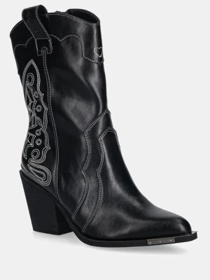 Buffalo kowbojki West Boot Mid damskie kolor czarny na słupku 1221044-BLK