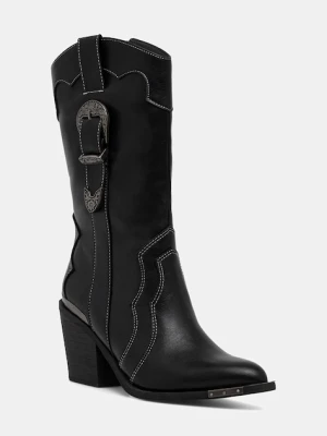 Buffalo kowbojki West Bootie Buckle damskie kolor czarny na słupku 1221052-BLK