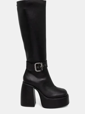 Buffalo kozaki Heart Boot Hi Buckle damskie kolor czarny na słupku 1220060-BLK