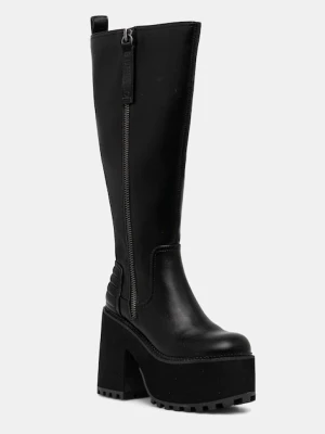 Buffalo kozaki Killah Hi Zip damskie kolor czarny na słupku 1220079-BLK