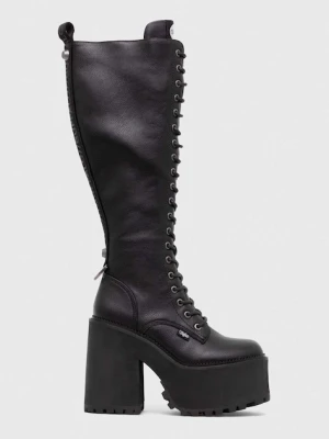 Buffalo kozaki Killah Lace Up Hi damskie kolor czarny na słupku 1622377