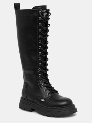 Buffalo kozaki Lennox Lace Up Hi damskie kolor czarny na płaskim obcasie 1622611-BLK