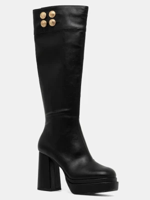 Buffalo kozaki May Boot Btn damskie kolor czarny na słupku 1220074-BLK