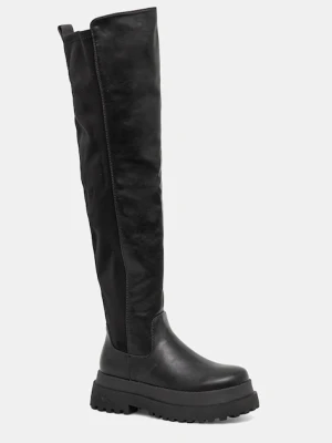 Buffalo kozaki Pluto Overknee damskie kolor czarny na platformie 1270153-BLK