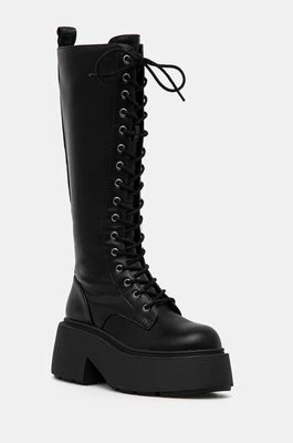 Buffalo kozaki Vicious Lace Up Hi damskie kolor czarny na platformie 1622482-BLK