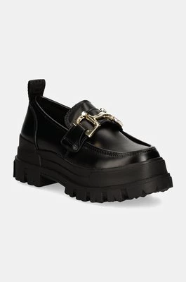 Buffalo mokasyny Aspha Loafer Chain Nc damskie kolor czarny na płaskim obcasie 1624065-BLK