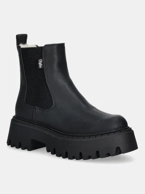 Buffalo sztyblety Aspen Chelsea Warm damskie kolor czarny na platformie 1270107-BLK