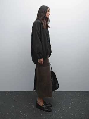 Zdjęcie produktu Bufiasta Parka Z Mieszanki Bawełny - Czarny - - Massimo Dutti - Kobieta