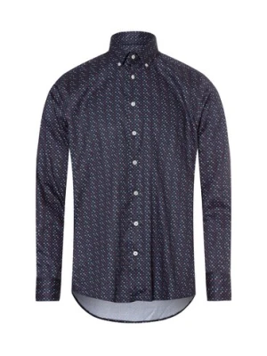 Bugatti Męska koszula casual Mężczyźni Regular Fit Bawełna niebieski wzorzysty,