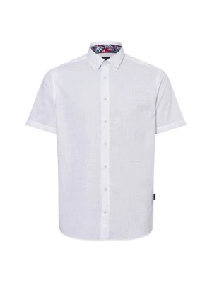 Bugatti Męska koszula casual Mężczyźni Slim Fit Bawełna biały jednolity,