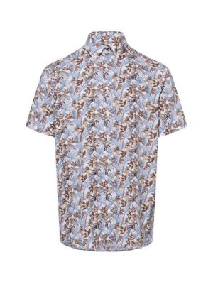 Bugatti Męska koszula casual Mężczyźni Slim Fit Bawełna niebieski|beżowy|biały wzorzysty,