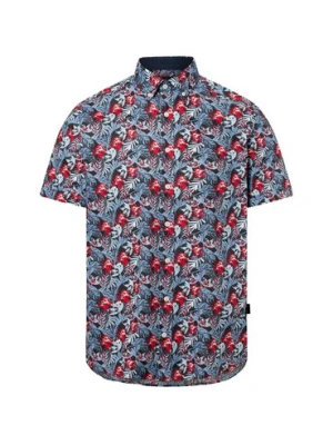 Bugatti Męska koszula casual Mężczyźni Slim Fit Bawełna niebieski|czerwony wzorzysty,