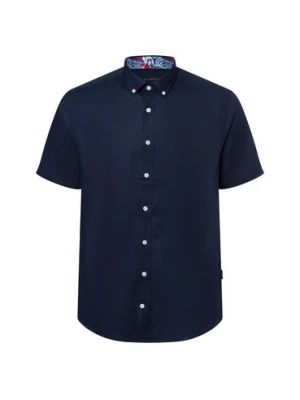 Bugatti Męska koszula casual Mężczyźni Slim Fit Bawełna niebieski jednolity,