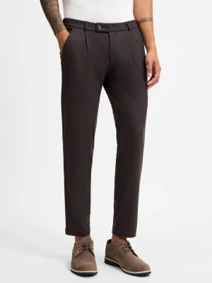 Bugatti Męskie spodnie materiałowe Mężczyźni brązowy wzorzysty,