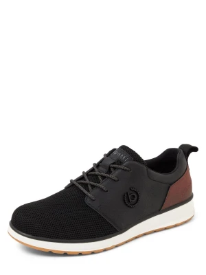 Bugatti Męskie sznurowane buty z zawartością skóry Mężczyźni Tekstylia czarny jednolity,