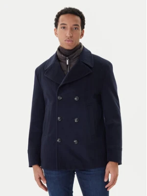 Bugatti Płaszcz wełniany 874228-81063 Granatowy Regular Fit