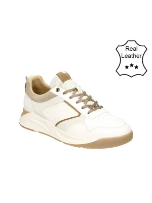 Bullboxer Skórzane sneakersy w kolorze biało-beżowym rozmiar: 42