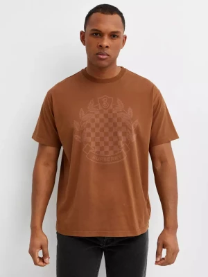 Burberry Bawełniany t-shirt z herbem w kratkę