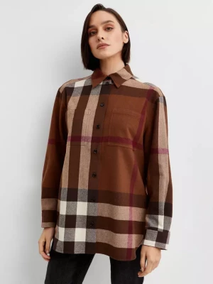 Burberry Brązowa koszula flanelowa w kratkę rozmiar