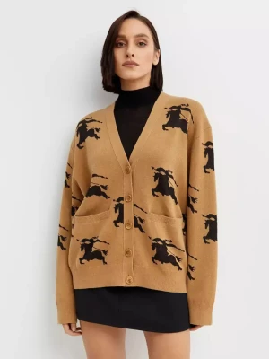 Burberry Brązowy żakardowy kardigan EKD