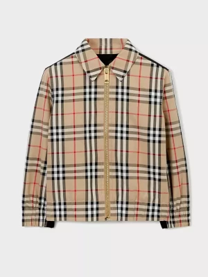 Burberry Children Bawełniana kurtka w kratę Harrington 4-12 lat rozmiar