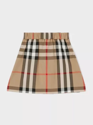 Burberry Children Bawełniana plisowana spódnica w kratkę 4-12 lat rozmiar