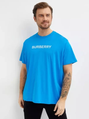 Burberry Niebieski t-shirt z nadrukowanym logo