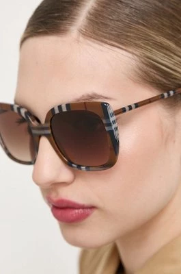 Burberry okulary przeciwsłoneczne CAROLL damskie kolor brązowy 0BE4323
